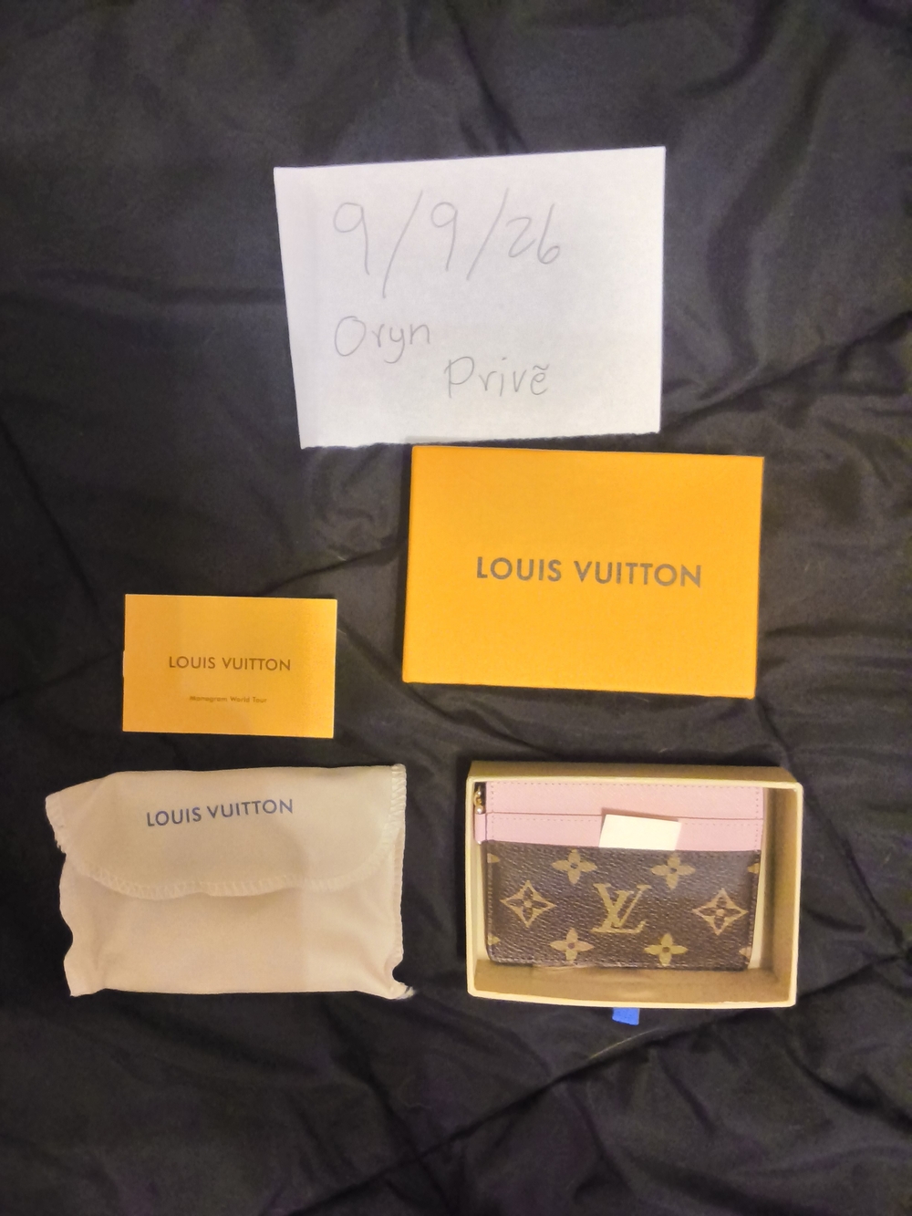 Louis Vuitton Monogram Card Holder with Pink Trim